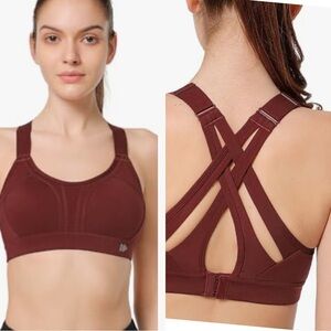 Yvette high impact racerback workout burgundy size Ladvw